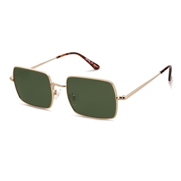 Green Lenses Rectangle Polygon Polarized Sunglasses Retro Classic Vintage - Picture 4 of 4